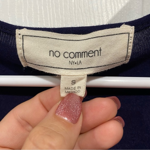 NO COMMENT Women’s Long Sleeve Soft Shoulder Cutout Top Shirt - navy blue size S - Picture 4 of 4